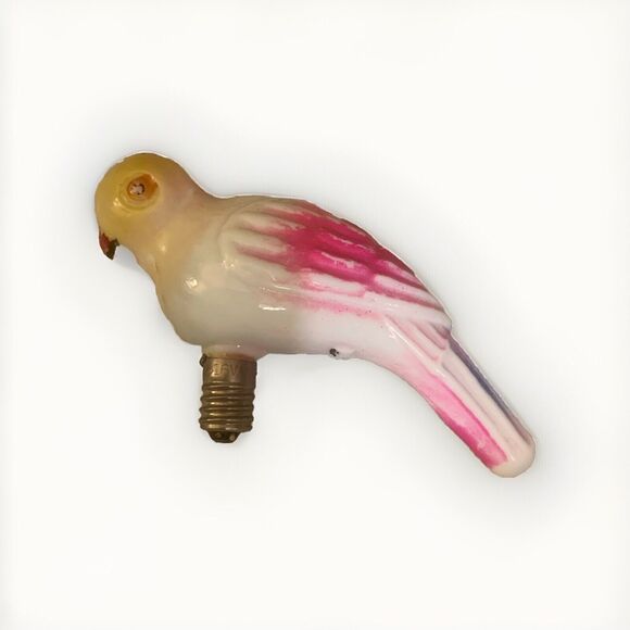Antique Milk Glass Parakeet Bird Christmas Light - C6 Japan 1940’s Tested Works - Picture 1 of 12